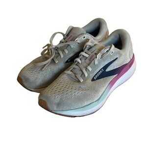 Brooks Women’s Ghost 16 Neutral Running Shoe - White/Grey/Estate Blue - 9 Medium